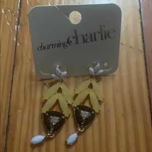 Yellow black drop earrings